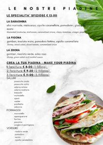 menu piadine speciali